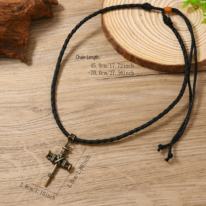 Ethnic Style Cross Sweater Chain Necklace In Black For Unique Fashion Statement