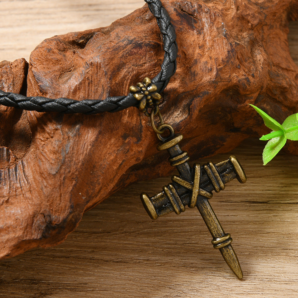 Ethnic Style Cross Sweater Chain Necklace In Black For Unique Fashion Statement