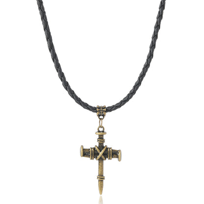 Ethnic Style Cross Sweater Chain Necklace In Black For Unique Fashion Statement