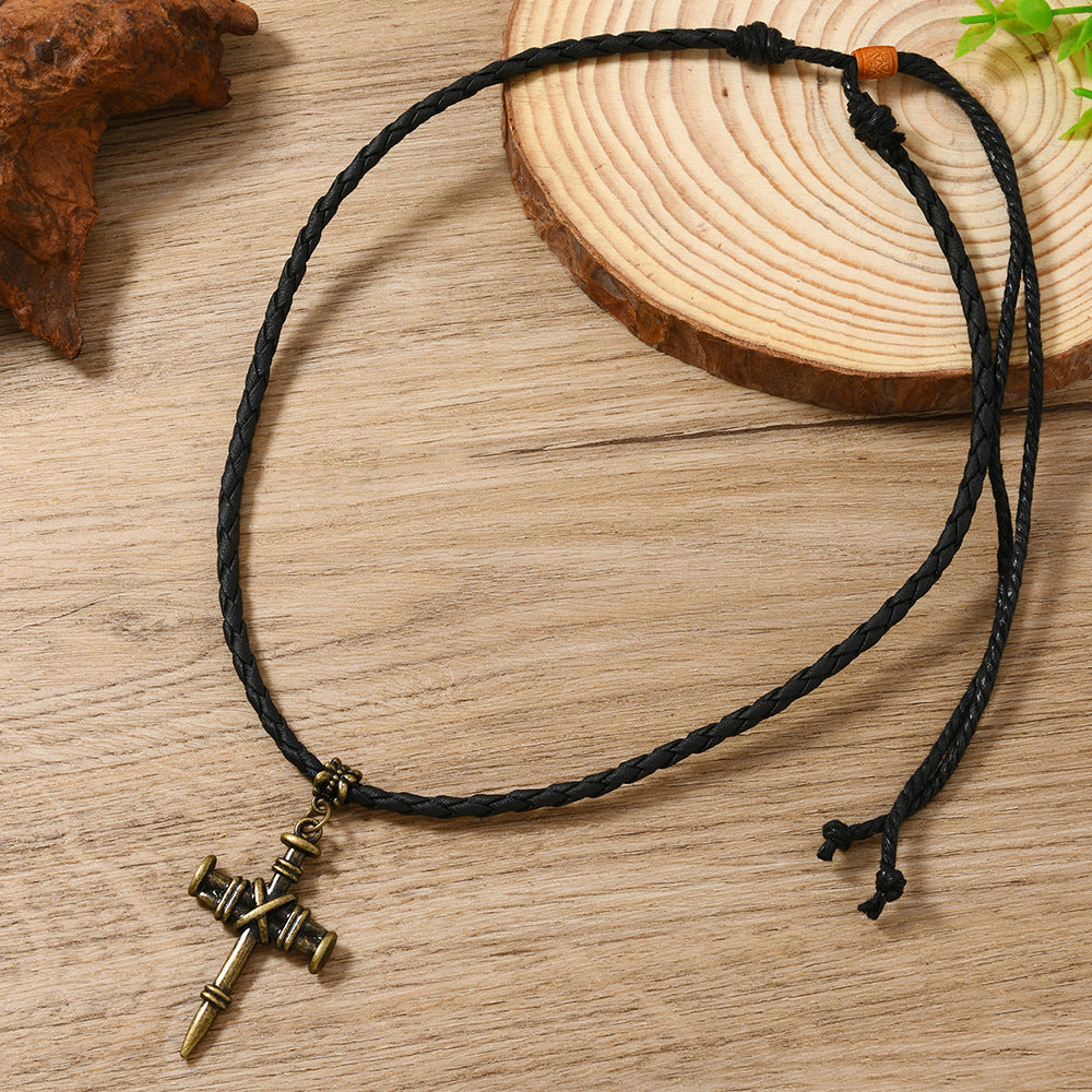 Ethnic Style Cross Sweater Chain Necklace In Black For Unique Fashion Statement