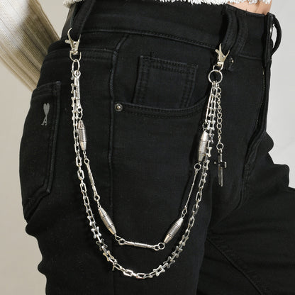 Unisex Punk Metal Cross Waist Chain In Silver For Stylish Accessory