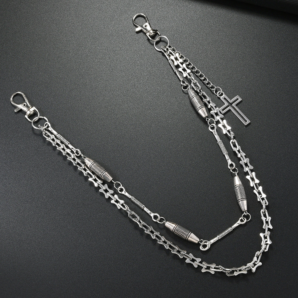 Unisex Punk Metal Cross Waist Chain In Silver For Stylish Accessory