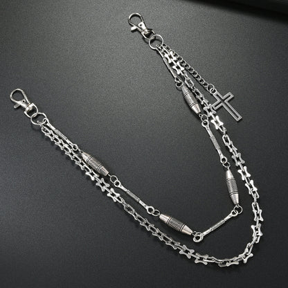 Unisex Punk Metal Cross Waist Chain In Silver For Stylish Accessory