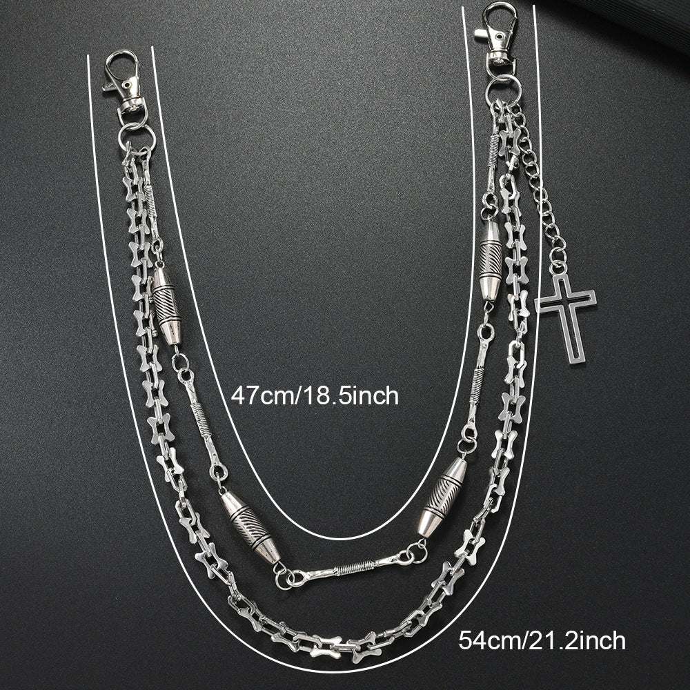 Unisex Punk Metal Cross Waist Chain In Silver For Stylish Accessory