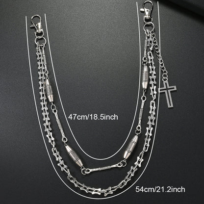 Unisex Punk Metal Cross Waist Chain In Silver For Stylish Accessory