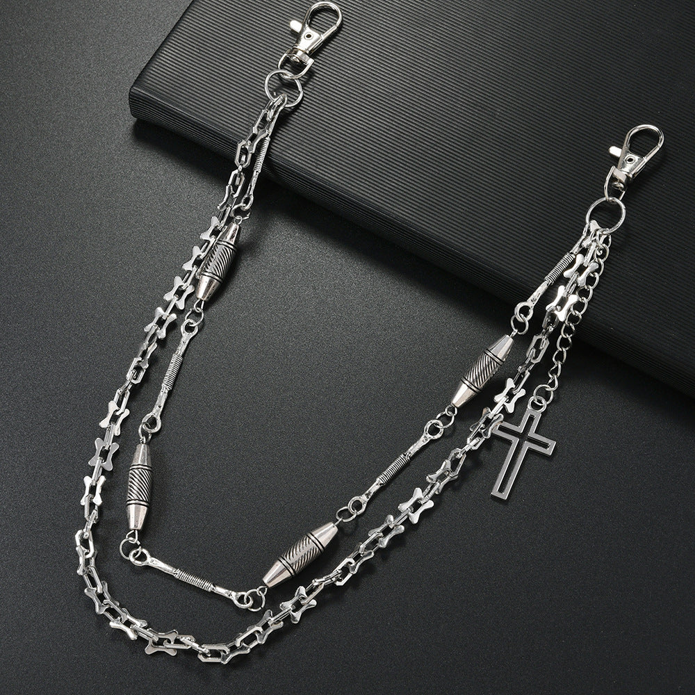 Unisex Punk Metal Cross Waist Chain In Silver For Stylish Accessory