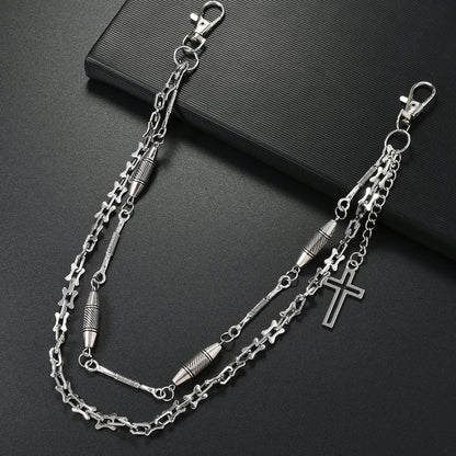 Unisex Punk Metal Cross Waist Chain In Silver For Stylish Accessory