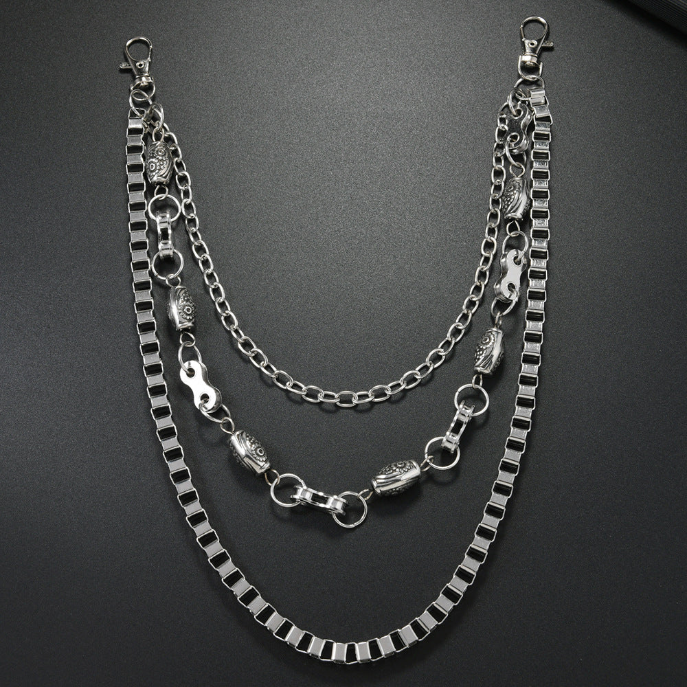 Punk Style Metal Waist Chain For Adults In Silver, Durable And Stylish Accessory