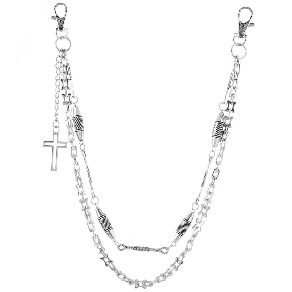 Unisex Punk Metal Cross Waist Chain In Silver For Stylish Accessory
