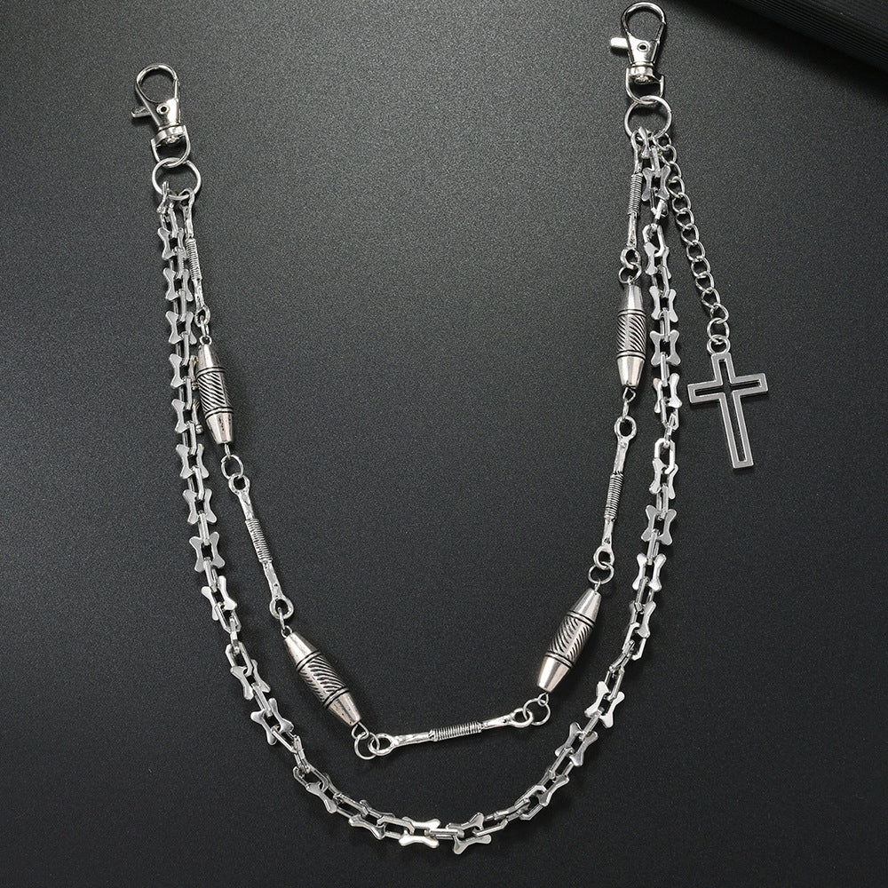 Unisex Punk Metal Cross Waist Chain In Silver For Stylish Accessory