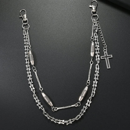 Unisex Punk Metal Cross Waist Chain In Silver For Stylish Accessory