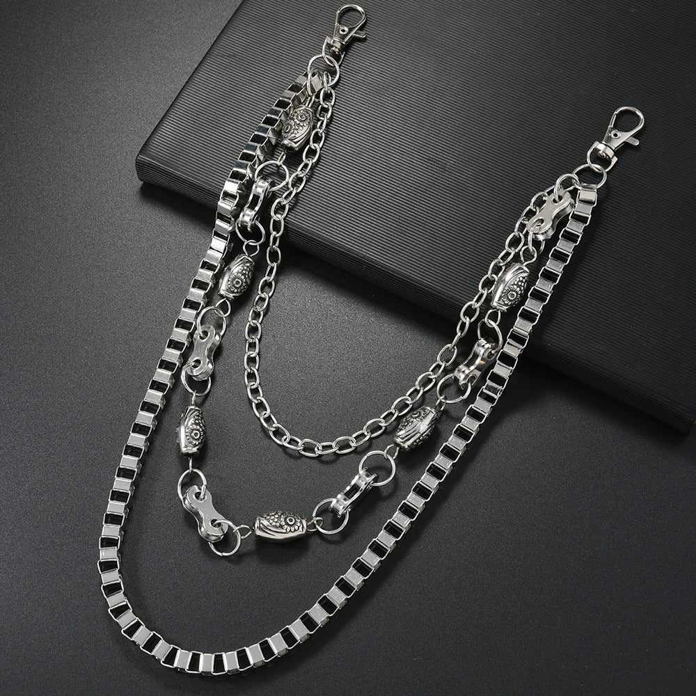 Punk Style Metal Waist Chain For Adults In Silver, Durable And Stylish Accessory