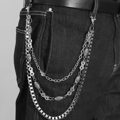 Punk Style Metal Waist Chain For Adults In Silver, Durable And Stylish Accessory