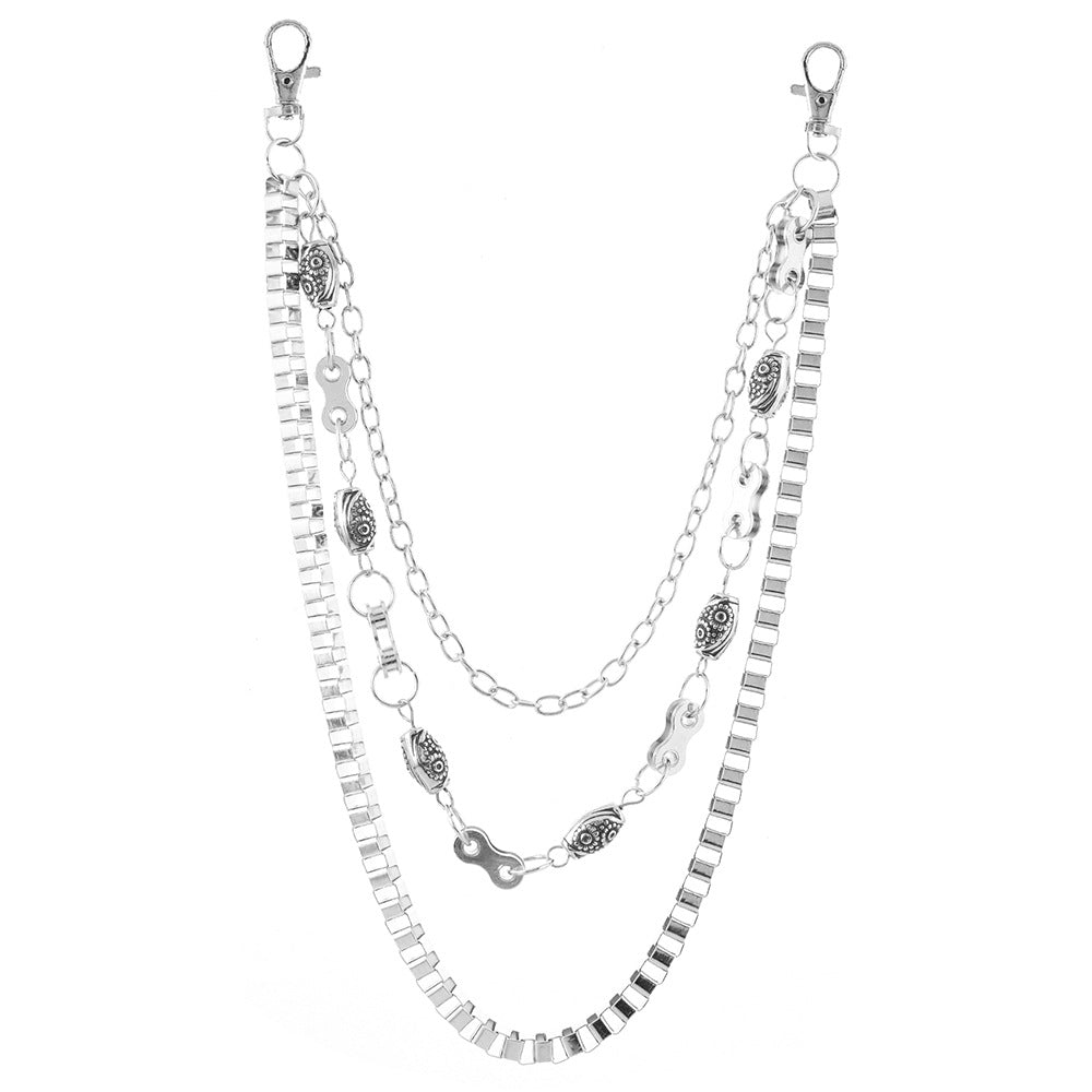 Punk Style Metal Waist Chain For Adults In Silver, Durable And Stylish Accessory