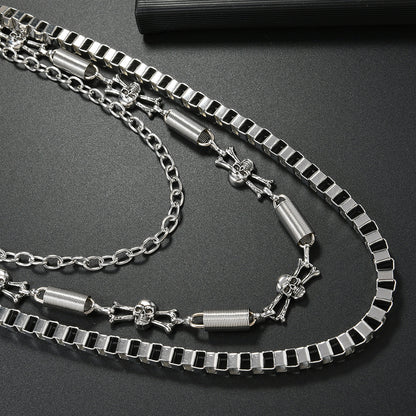 Punk Metal Skull Waist Chain In Silver Featuring Bold Design For Edgy Style