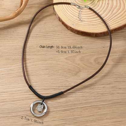 Owl Necklace For Women Featuring Leather Rope Design