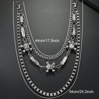 Punk Style Metal Waist Chain For Adults In Silver, Durable And Stylish Accessory