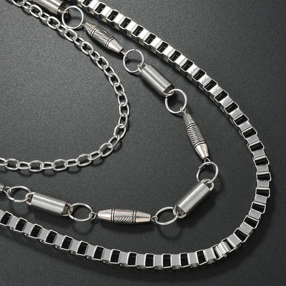 Unisex Punk Metal Waist Chain In Silver, Stylish Accessory For Both Men And Women