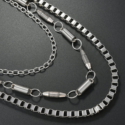 Unisex Punk Metal Waist Chain In Silver, Stylish Accessory For Both Men And Women