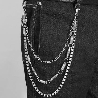 Unisex Punk Metal Waist Chain In Silver, Stylish Accessory For Both Men And Women