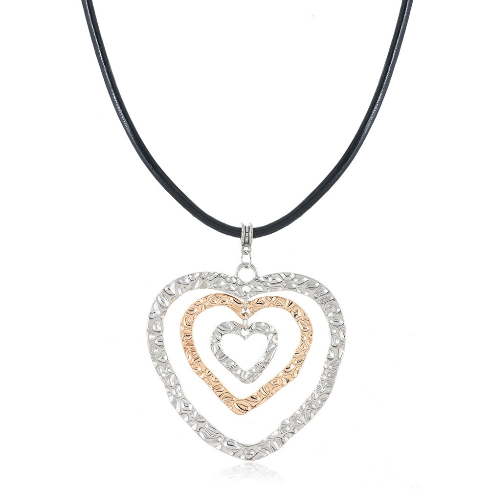 Heart Shape Necklace For Women In Black, Elegant Pendant Jewelry For Everyday Wear