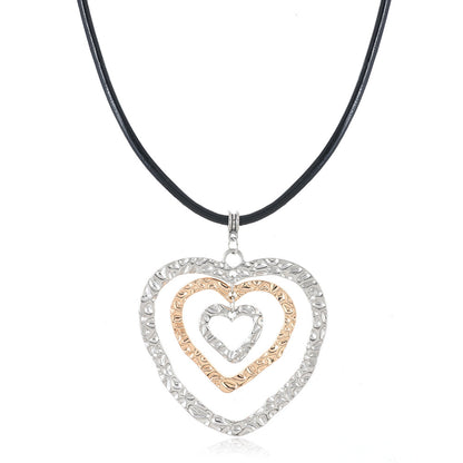 Heart Shape Necklace For Women In Black, Elegant Pendant Jewelry For Everyday Wear