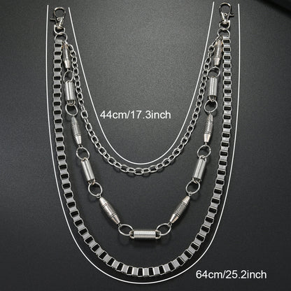 Unisex Punk Metal Waist Chain In Silver, Stylish Accessory For Both Men And Women