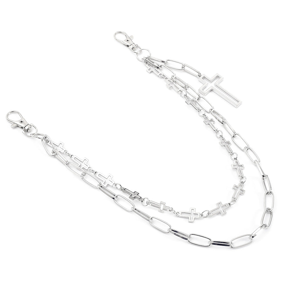 Unisex Punk Metal Waist Chain In Silver, Stylish Accessory For Both Men And Women