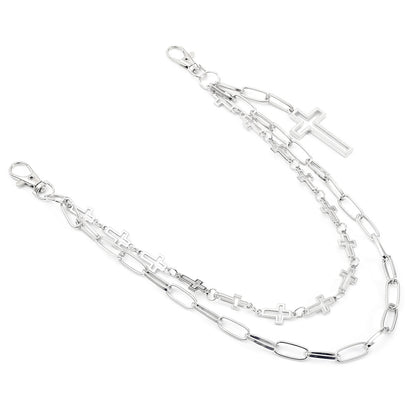Unisex Punk Metal Waist Chain In Silver, Stylish Accessory For Both Men And Women