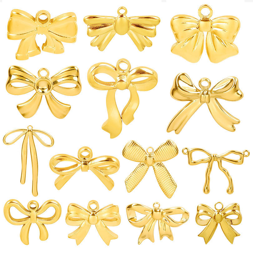 Golden Bow Tie Pendant For Stylish Looks Made Of Durable 304 Stainless Steel
