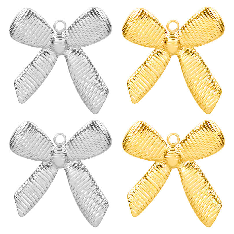 Golden Bow Tie Pendant For Stylish Looks Made Of Durable 304 Stainless Steel