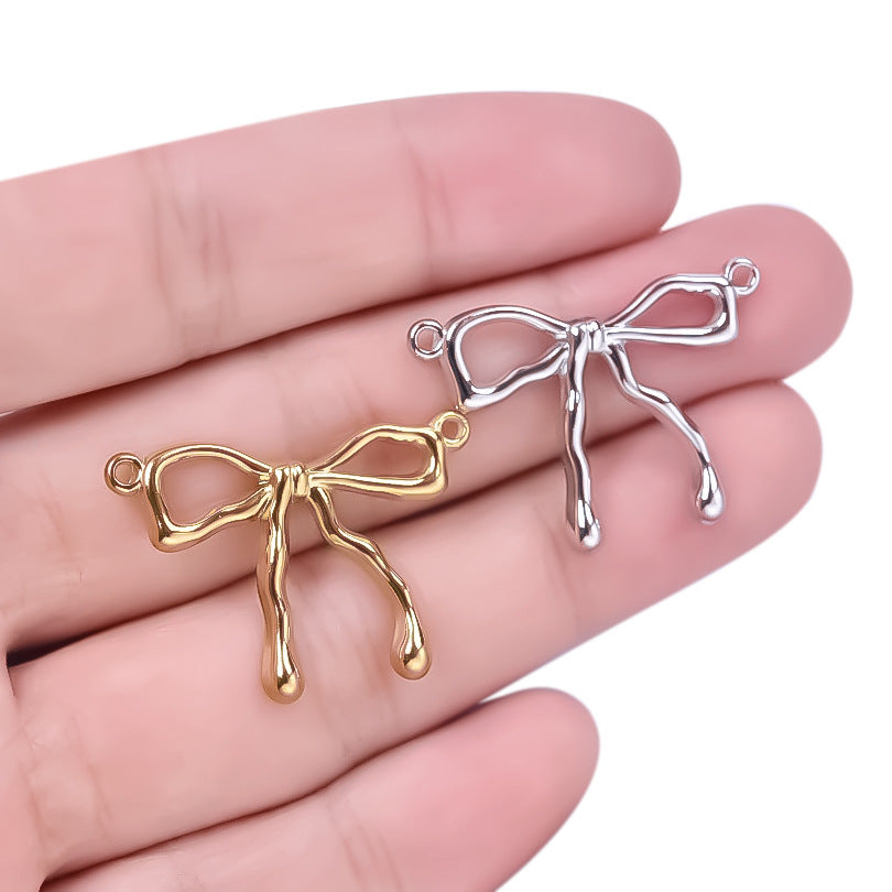 Golden Bow Tie Pendant For Stylish Looks Made Of Durable 304 Stainless Steel