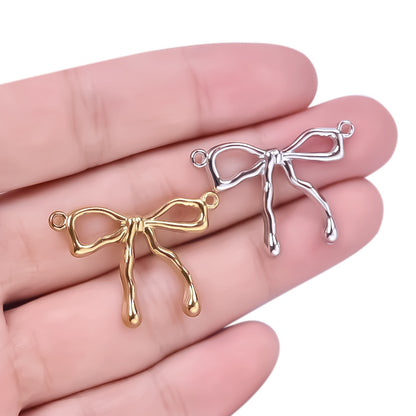 Golden Bow Tie Pendant For Stylish Looks Made Of Durable 304 Stainless Steel