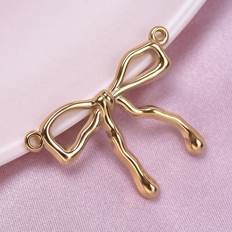 Golden Bow Tie Pendant For Stylish Looks Made Of Durable 304 Stainless Steel