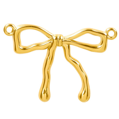 Golden Bow Tie Pendant For Stylish Looks Made Of Durable 304 Stainless Steel