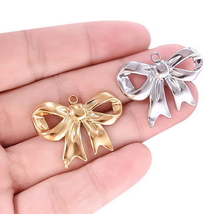 Golden Bow Tie Pendant For Stylish Looks Made Of Durable 304 Stainless Steel