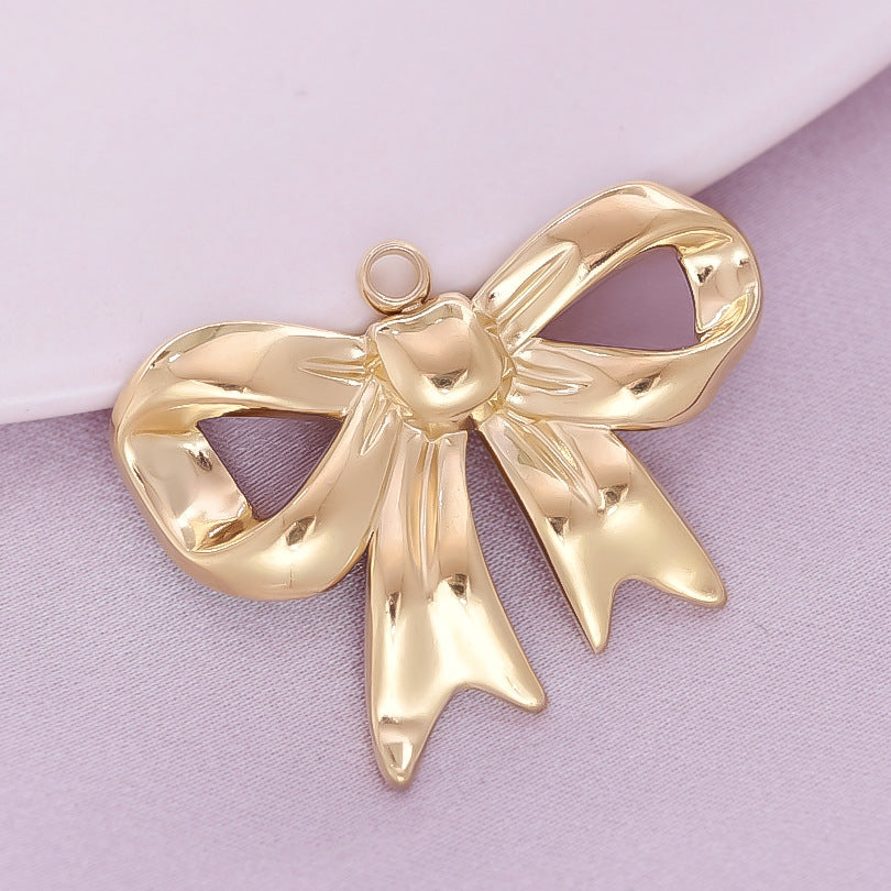 Golden Bow Tie Pendant For Stylish Looks Made Of Durable 304 Stainless Steel