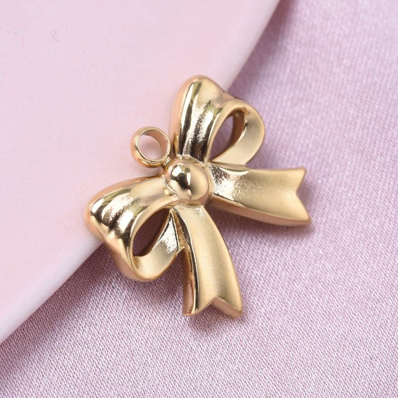Golden Bow Tie Pendant For Stylish Looks Made Of Durable 304 Stainless Steel