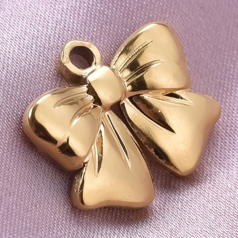Golden Bow Tie Pendant For Stylish Looks Made Of Durable 304 Stainless Steel