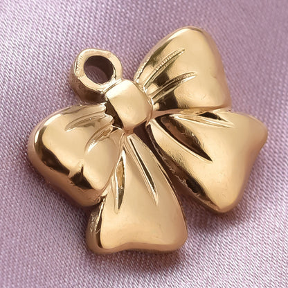 Golden Bow Tie Pendant For Stylish Looks Made Of Durable 304 Stainless Steel