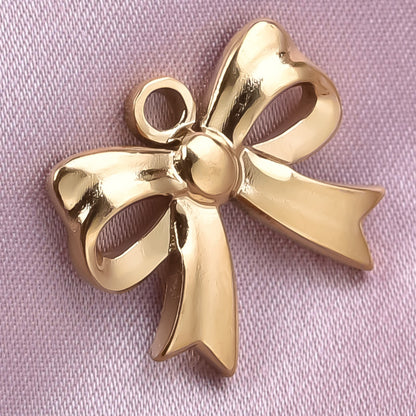 Golden Bow Tie Pendant For Stylish Looks Made Of Durable 304 Stainless Steel