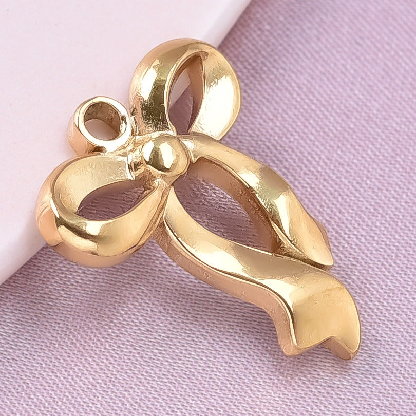 Golden Bow Tie Pendant For Stylish Looks Made Of Durable 304 Stainless Steel