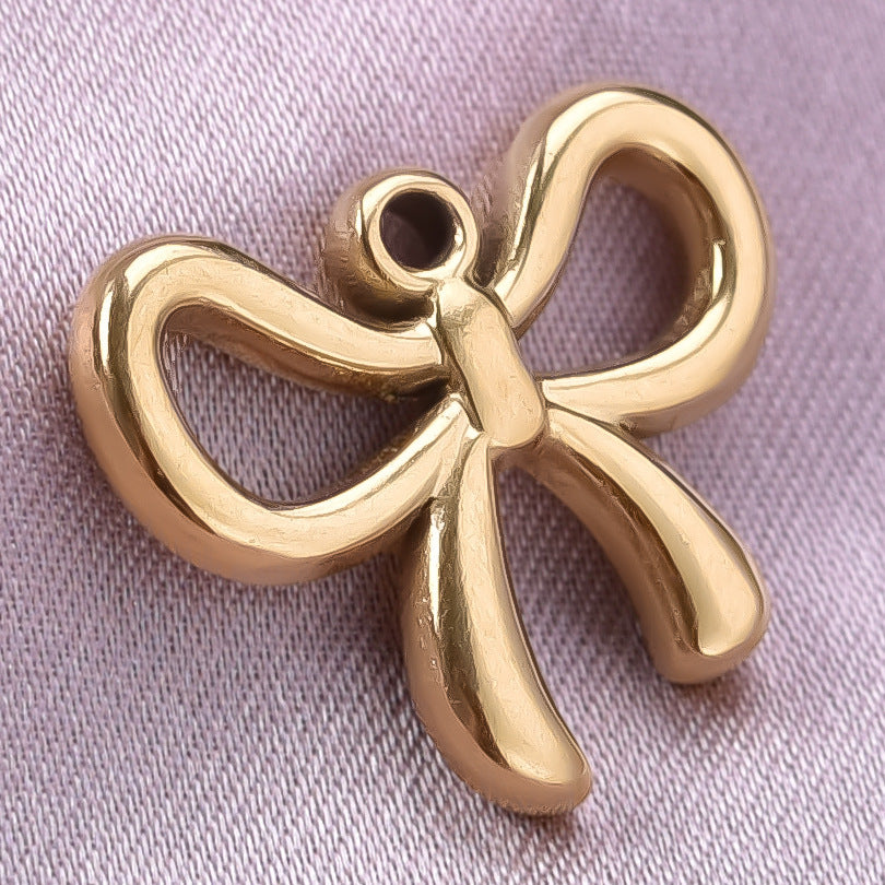 Golden Bow Tie Pendant For Stylish Looks Made Of Durable 304 Stainless Steel