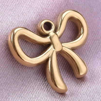 Golden Bow Tie Pendant For Stylish Looks Made Of Durable 304 Stainless Steel
