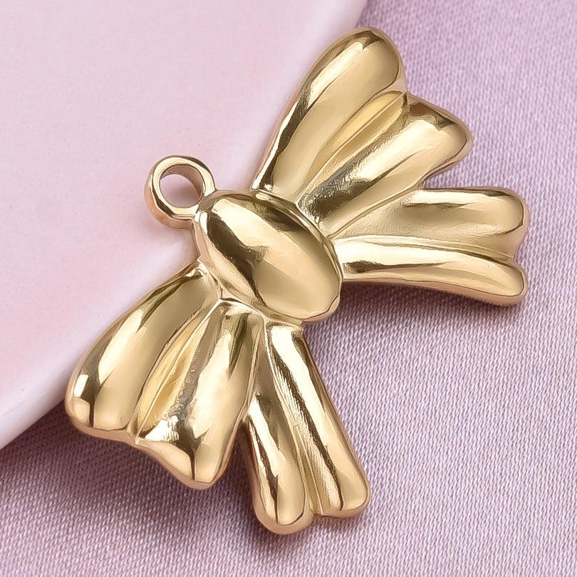 Golden Bow Tie Pendant For Stylish Looks Made Of Durable 304 Stainless Steel