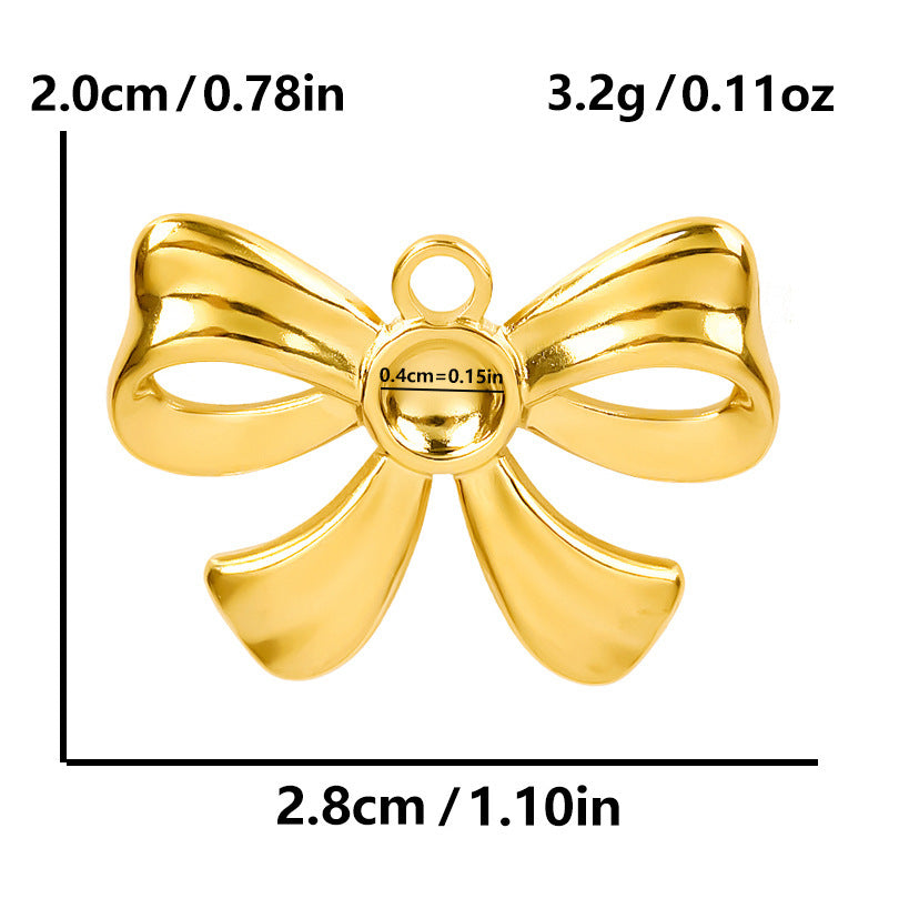 Golden Bow Tie Pendant For Stylish Looks Made Of Durable 304 Stainless Steel