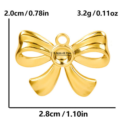 Golden Bow Tie Pendant For Stylish Looks Made Of Durable 304 Stainless Steel