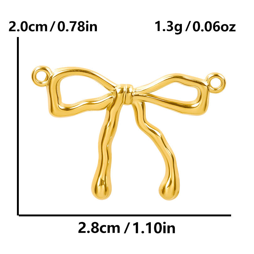 Golden Bow Tie Pendant For Stylish Looks Made Of Durable 304 Stainless Steel