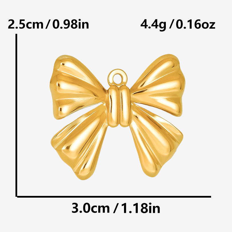 Golden Bow Tie Pendant For Stylish Looks Made Of Durable 304 Stainless Steel