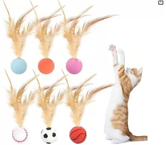 Feather Pet Toy Made Of Durable Rubber, Perfect For Interactive Play With Your Cat